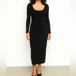 H&M Ribbed Black Long Sleeve Dress